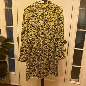 BAUM UND PFERDGARTEN YELLOW ANIMAL PRINT SILK DRESS